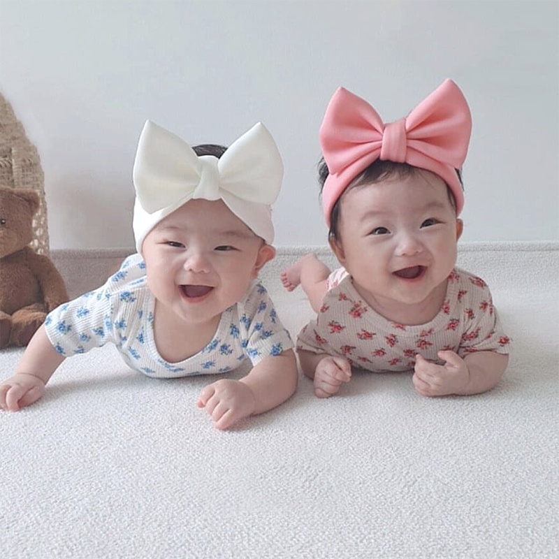 โบว์ใหญ่น่ารัก เด็กผู้หญิง ที่คาดผม สีพื้น นุ่ม ยืดหยุ่น ทารกแรกเกิด ที่คาดผม เครื่องประดับผม