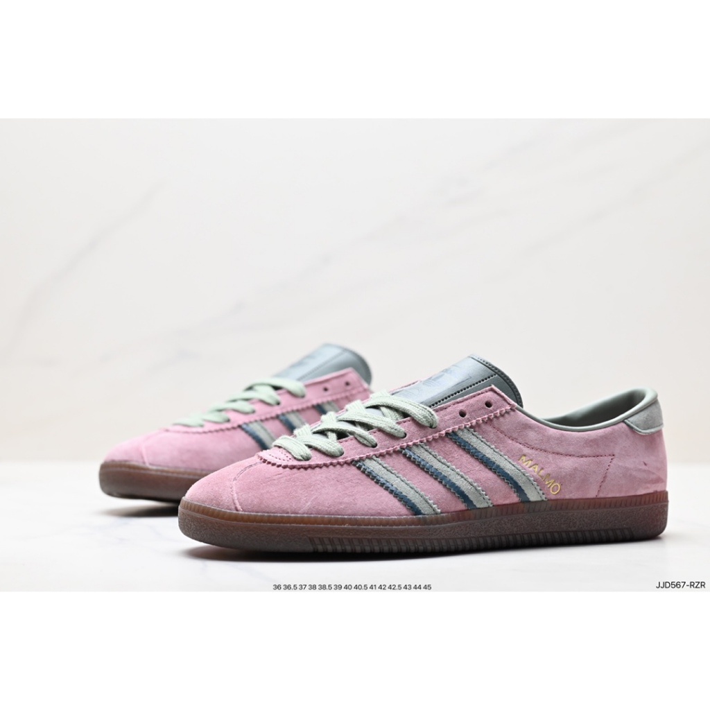29 90 Adidas NEW genuine Originals Samba Vegan OG”SPD Rose Pink ผู้ชายและผู้หญิงแฟชั่นวินเทจป้องกันการลื่นไถลสวมรองเท้าก
