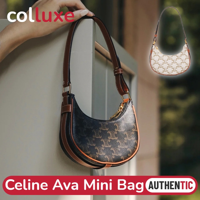 แบรนด์ใหม่และเป็นของแท้/เซลีน CELINE AVA Mini Bag TRIOMPHE CANVAS 10I602 Summer 16cm กระเป๋าสะพายผู้หญิง