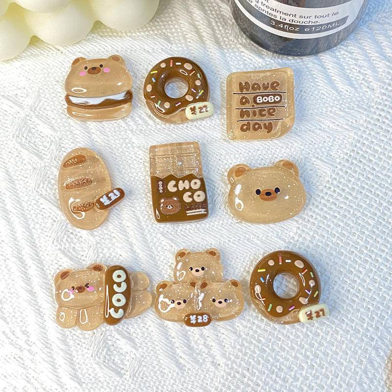 โปร่งใสการ์ตูนช็อกโกแลตหมี Jibz Cro รองเท้า Charm DIY น่ารักเรซิ่นอุปกรณ์เสริม DIY เคสโทรศัพท์เครื่องประดับอุปกรณ์เสริมรองเท้าหัวเข็มขัด