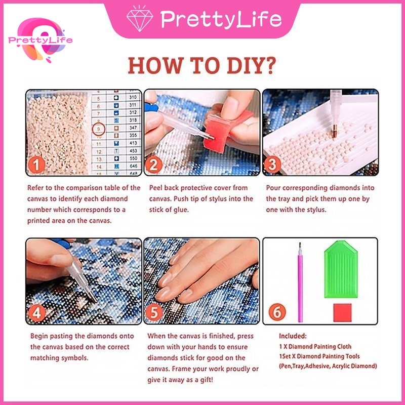 PLPrincess Series 5D DIY ภาพวาดเพชร/ภาพสีน้ํามันดิจิตอลคริสตัลปักครอสติสเพชรโมเสคชุดเย็บปักถักร้อย Rhinestone ตกแต่งบ้าน - รูปที่ 7