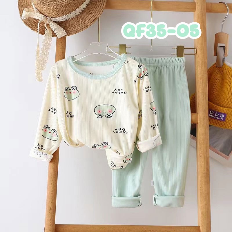 พร้อมส่งจากไทย✨ลายใหม่  ชุดนอนเด็ก ลายการ์ตูน เสื้อผ้าเด็กผ้าใยไผ่ Set 2 ชิ้น กันหนาวแขนยาว+ขายาว