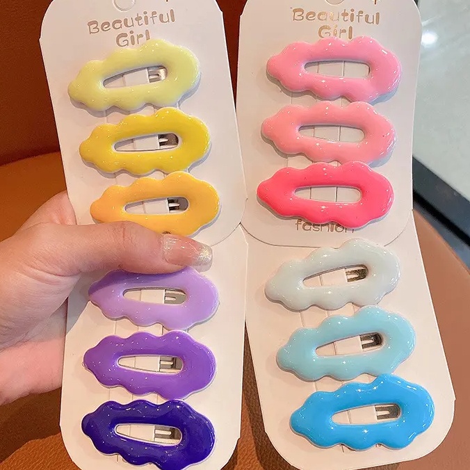 พร้อมส่ง ใหม่ กิ๊บติดผมหน้าม้า รูปก้อนเมฆ สีแคนดี้ สไตล์เกาหลี Y2K