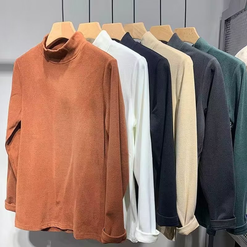 เสื้อเชิ้ตแขนยาว คอเต่า แบบหนา พลัสไซซ์ 3XL 4XL 5XL สีเขียว สีกากี สีเทา สีดํา สีขาว แฟชั่นฤดูหนาว สําหรับผู้ชาย