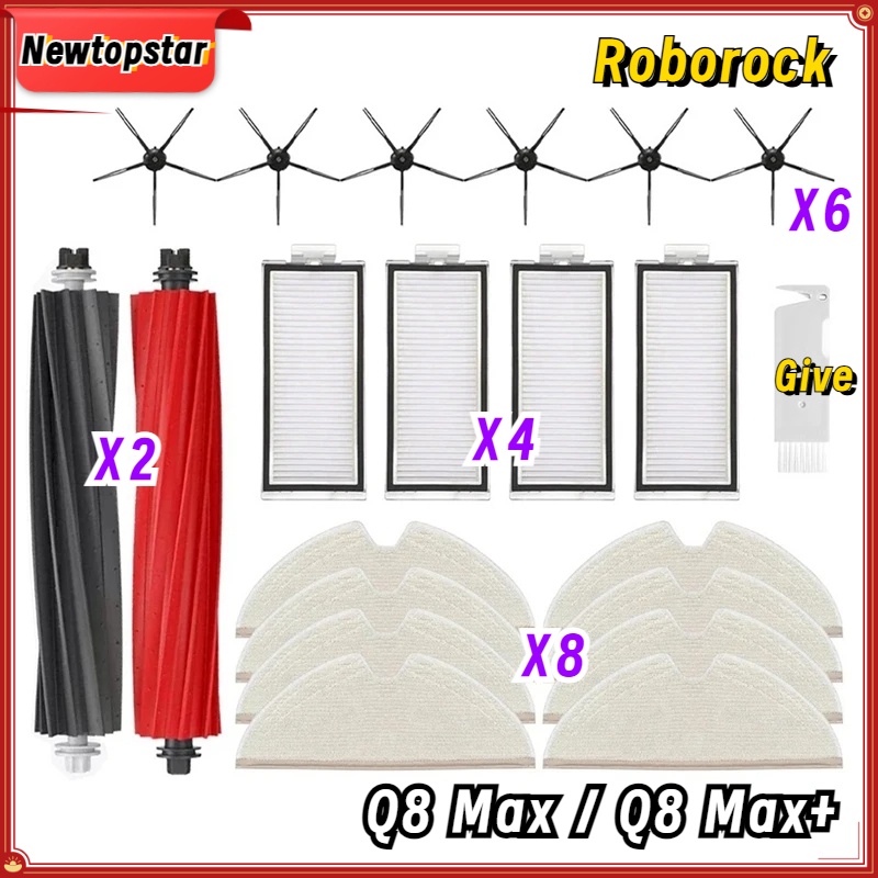 สําหรับ Roborock Q8 Max / Q8 Max + เครื่องดูดฝุ่นหุ่นยนต์หลักแปรงด้านข้าง Hepa Filter Mop Pad อุปกรณ