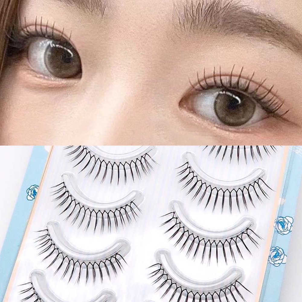 พร้อมเครื่องมือ 5 คู่Reusable U-shaped Lash Extensionขนตาปลอมธรรมชาติก้านโปร่งใสการ์ตูนEyeแต่งหน้า