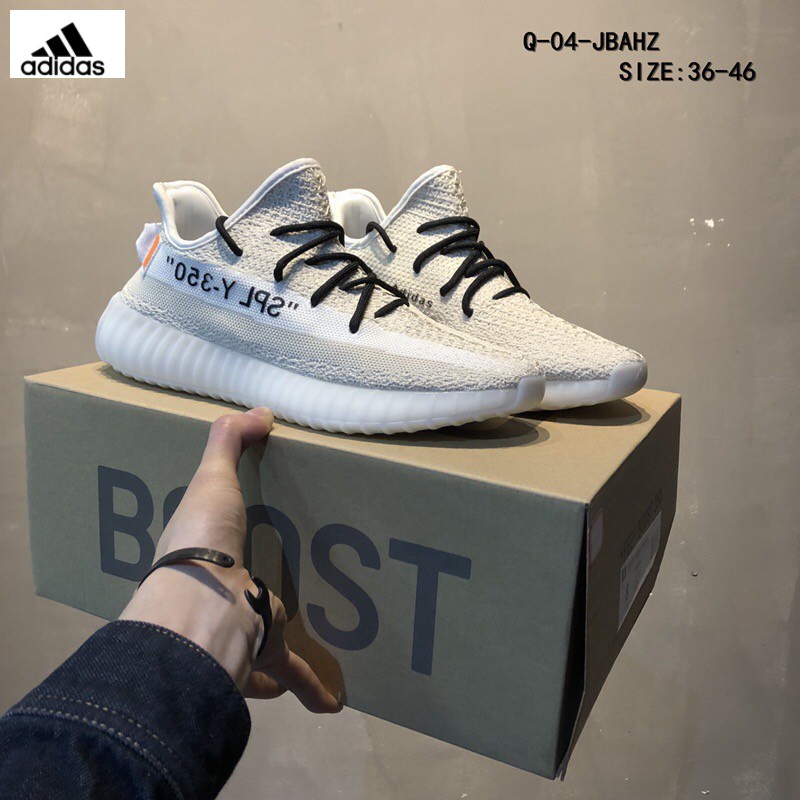 Off White x Adidas Yeezy Boost 350 V2 men's and women's breathable running shoes yezzy