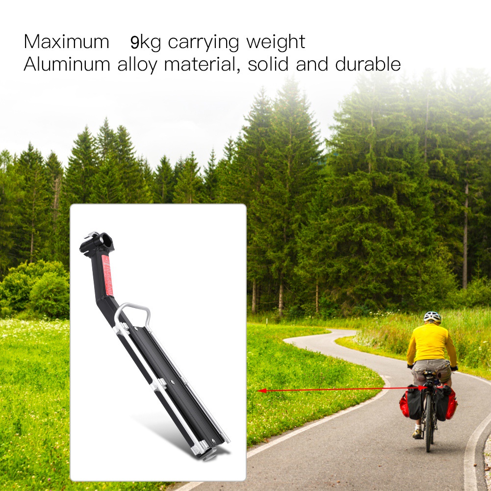 SN4 จักรยานเสือภูเขาจักรยาน Carrier Rack Seat Post ชั้นวางด้านหลังอลูมิเนียมอัลลอยด์สีดำ