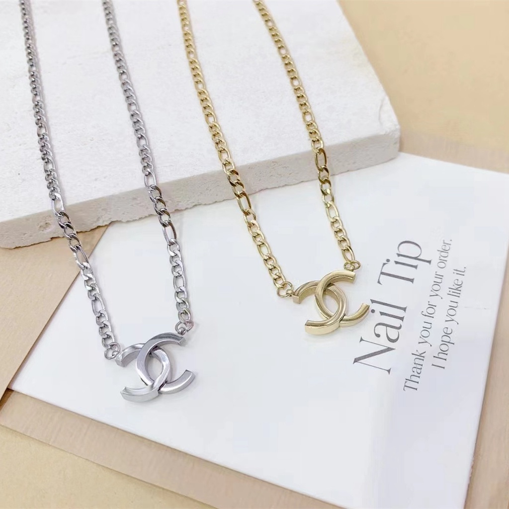เครื่องประดับ สร้อยคอสแตนเลส จี้ตัวอักษร C ขนาดเล็ก สไตล์ยุโรป และอเมริกา แฟชั่นสําหรับผู้หญิง