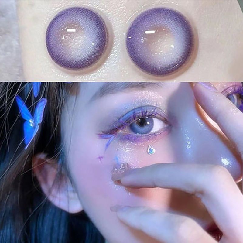 คอนแทคเลนส์ สีฟ้า สีม่วง 14.2 มม. 2 ชิ้น 1 คู่