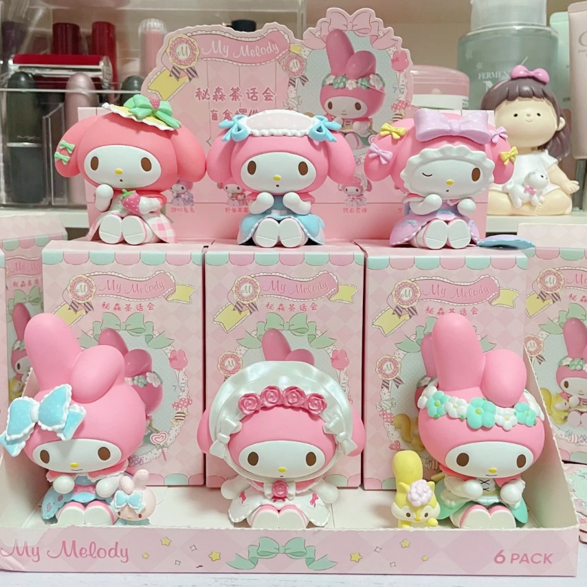 กล่องสุ่ม แฮนด์เมด รูปการ์ตูน Miniso Sanrio Melody น่ารัก เหมาะกับของขวัญ สําหรับตกแต่งภายในรถยนต์