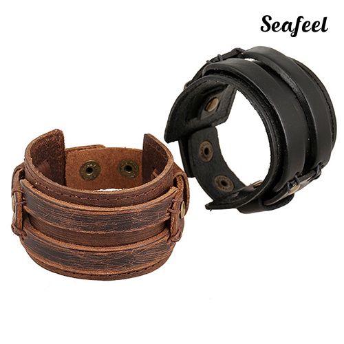 [COD] เครื่องประดับ สร้อยข้อมือ สายรัดข้อมือ สายหนังเทียม สไตล์พังก์ เรโทร สําหรับผู้ชาย และผู้หญิง