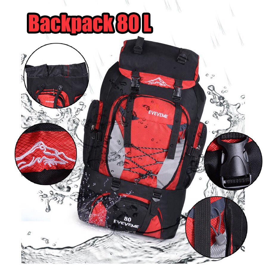 💥พร้อมส่ง 24 ชม มีหลายสี💥กระเป๋าเป้ใส่เดินทางขนาด 80ลิตร  Backpack  ใบใหญ่ กันน้ำ น้ำหนักเบา มีสีดำ สีแดง สีกรม