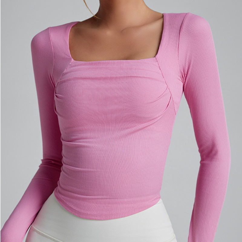 【LASYYOGA】(แผ่นคงที่) เสื้อครอปท็อป กีฬา ฟิตเนส ลดริ้วรอย สีนู้ด