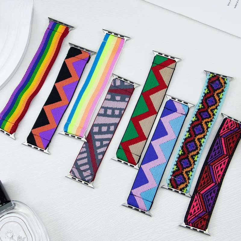 สายนาฬิกาข้อมือไนล่อน แบบยืดหยุ่น สําหรับ Apple Watch Ultra2 49 มม. 44 มม. 40 มม. 41 มม. 45 มม. 38 42 มม. IWatch Series 9 8 7 Se 6 5 4 3 2