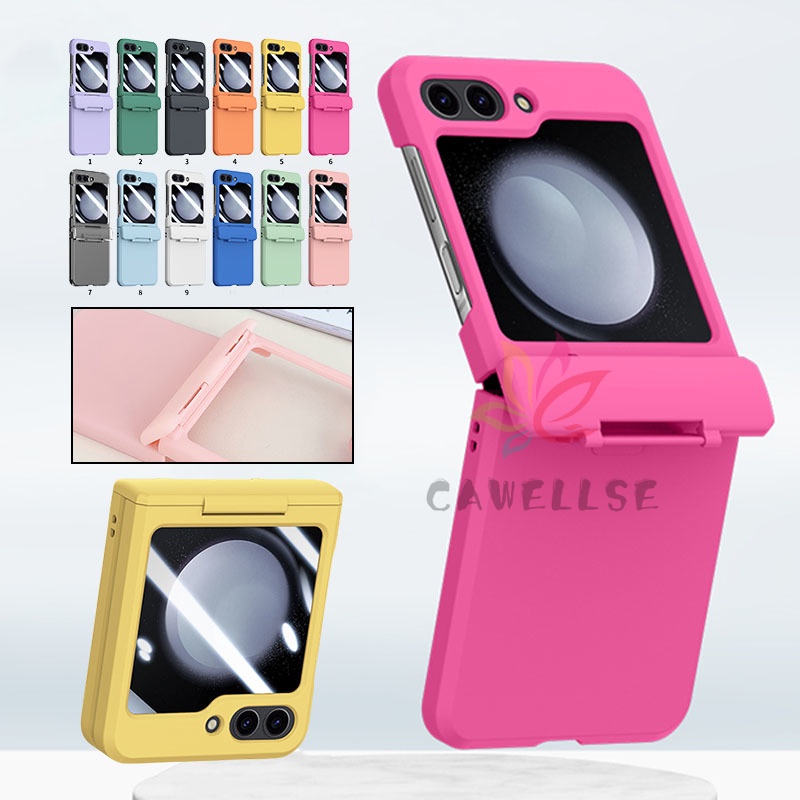 Candy สี Slim บานพับ Hard PC แขนป้องกัน Samsung Galaxy Z Flip 5 Z Flip 6 Z Flip 4 3 บานพับแบบประกบกันกระแทกโทรศัพท์ฝาหลัง Flip5 Flip4
