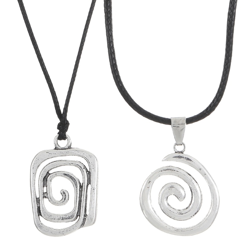 BST อินเทรนด์ Grunge สร้อยคอ Swirl จี้หนัง PU สาย Collarbone สําหรับผู้หญิง