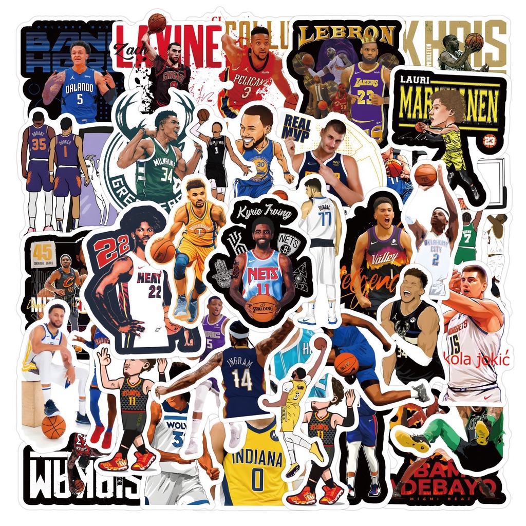 สติกเกอร์ PVC กันน้ํา ลายนักบาสเก็ตบอล NBA 100 ชิ้น
