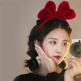 Priness Vintage Velvet Big Sweet Bowknot HairBands Headwear Headbands