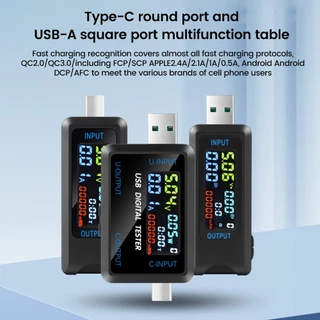 Diymore DC 4.5~36V มัลติฟังก์ชั่น จอแสดงผลดิจิตอล เครื่องทดสอบแรงดันไฟฟ้า กระแสไฟ USB + Type-C อินเทอร์เฟซ USB สายชาร์จ เครื่องตรวจจับ