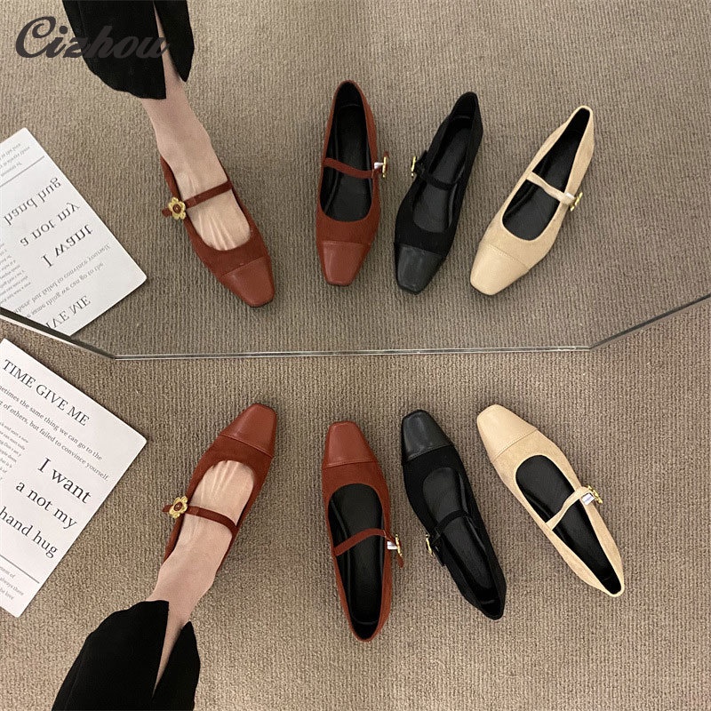 Cizhou Chanel รองเท้าส้นแบน หัวเหลี่ยม สําหรับผู้หญิง