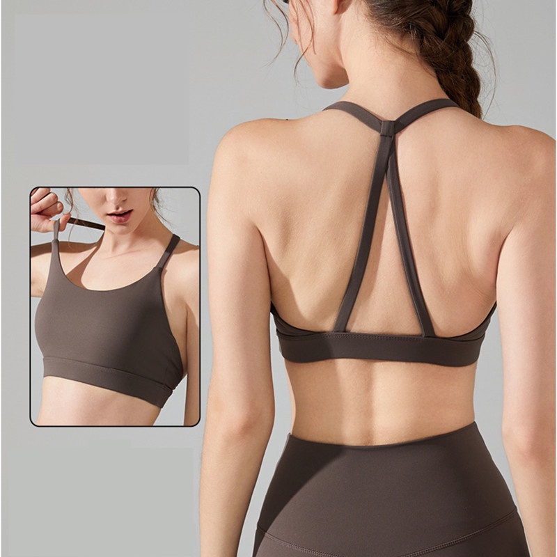 Lycra สบาย โยคะ ชุดชั้นใน แผ่นหน้าอก วิ่ง สปอร์ตบรา ยิม ท็อปส์ ผู้หญิง ยืด ดันทรง ชุดชั้นใน ผู้หญิง ฟิตเนส เสื้อกล้าม