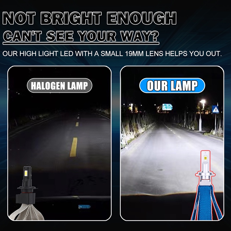 หลอดไฟหน้า LED H4 H7 H11 9005 9006 9012 พร้อมชิป 9054 1 คู่ 400000Lm สายพานทองแดง ระบายความร้อน สําหรับรถยนต์ 6000K สีขาว