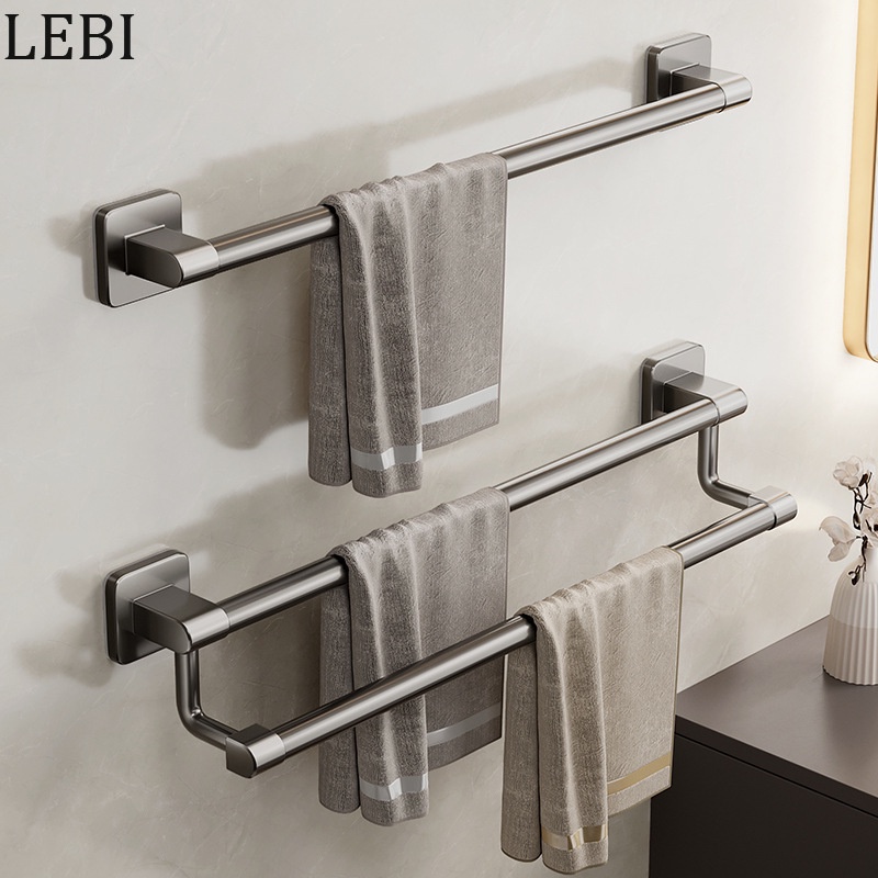 Lebi ราวแขวนผ้าขนหนู ไม่ต้องเจาะผนัง ห้องน้ํา บาร์คู่ ที่แขวนของในห้องน้ํา ที่แขวนของในห้องน้ํา
