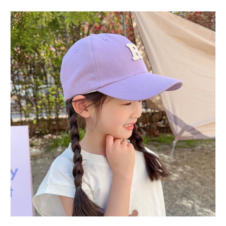 หมวกเบสบอล หมวกกันแดด ลายการ์ตูนตัวอักษร ดอกไม้ สีม่วง สไตล์ใหม่ เหมาะกับเล่นกีฬากลางแจ้ง สําหรับเด็กผู้หญิง นักเรียน
