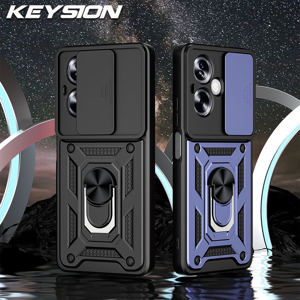 Keysion เคสโทรศัพท์มือถือ กันกระแทก ป้องกันเลนส์กล้อง พร้อมแหวนขาตั้ง สําหรับ OPPO A79 5G A78 A58 4G A38 A18 4G