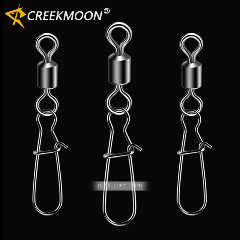 Creekmoon 50 ชิ้น 3/0#-14# สเตนเลส ตกปลา ขาเชื่อมต่อ แบริ่ง ลูกกลิ้ง สแน็ป หมุด อุปกรณ์ตกปลา