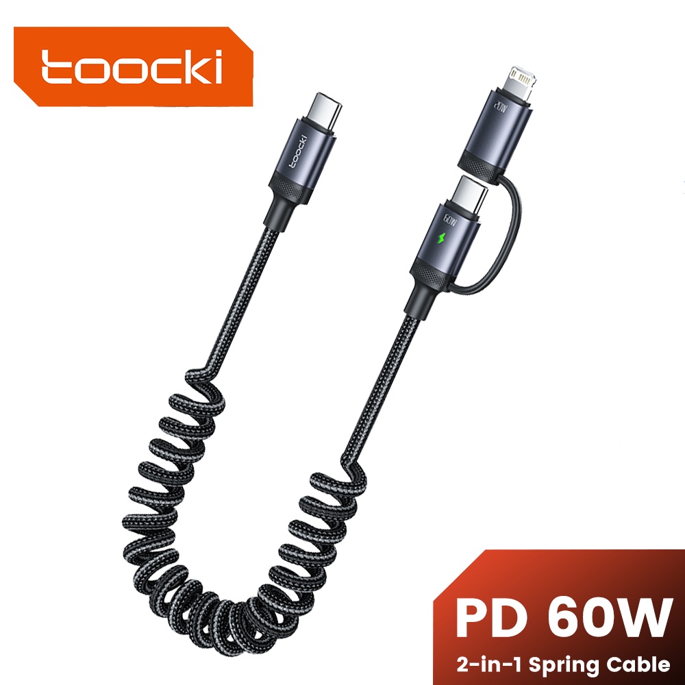 Toocki PD 60W 2 In1 สายชาร์จ USB Type C เป็น Type C แบบถัก ชาร์จเร็ว