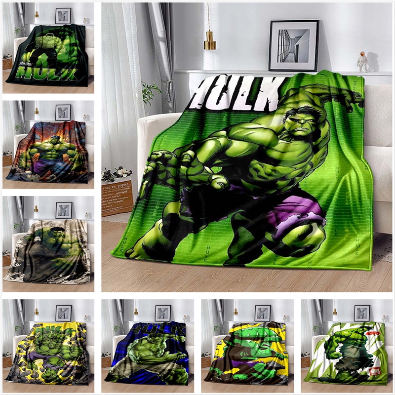 Marvel ซูเปอร์ฮีโร่ Hulk พิมพ์ผ้าห่มห้องนั่งเล่นโซฟาห้องนอนตกแต่งเตียงผ้าห่มกลางแจ้งแบบพกพานุ่ม warm flannel ผ้าห่ม3