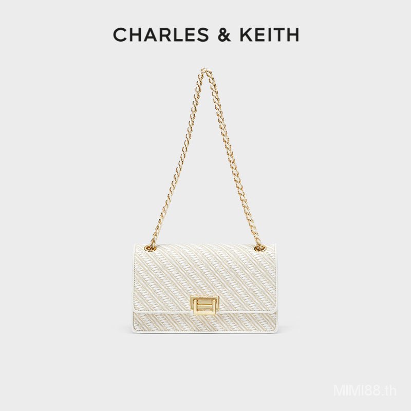 [พร้อมส่ง] Charles &amp; KEITH สินค้าใหม่ ของแท้ CK2-20840464-10 กระเป๋าสะพายไหล่ สายโซ่ ทรงสี่เหลี่ยม ขนาดเล็ก สําหรับผู้หญิง