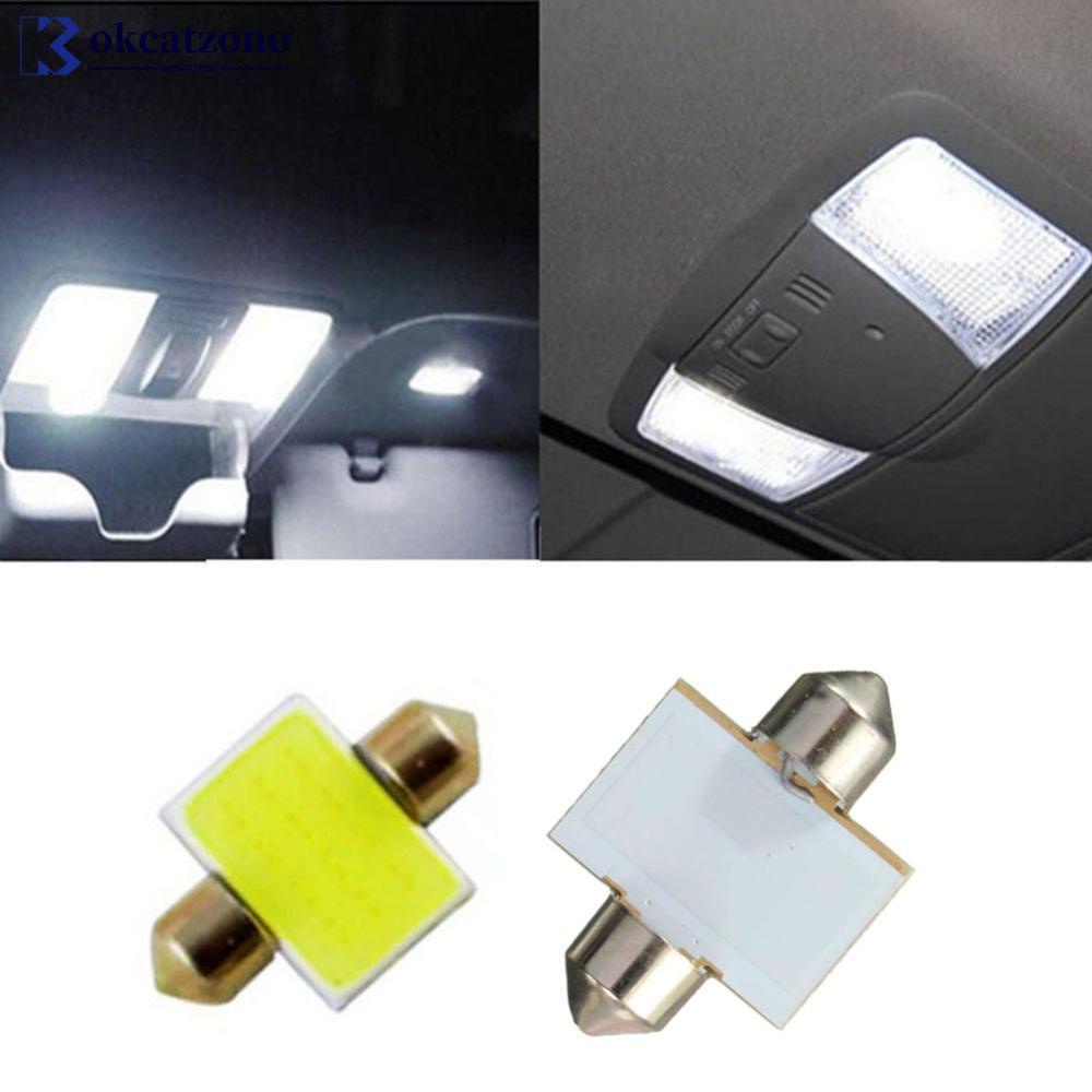 Okcatzone หลอดไฟ COB LED 12smd 31 มม. สีขาว สําหรับภายในรถยนต์ P9V4 1 ชิ้น