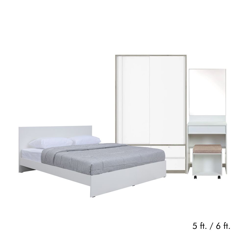INDEX LIVING MALL ชุดห้องนอน รุ่นวิวิด พลัส+วีโก้ (เตียงนอน, ตู้เสื้อผ้าบานสไลด์, โต๊ะเครื่องแป้งพร้อมสตูล)