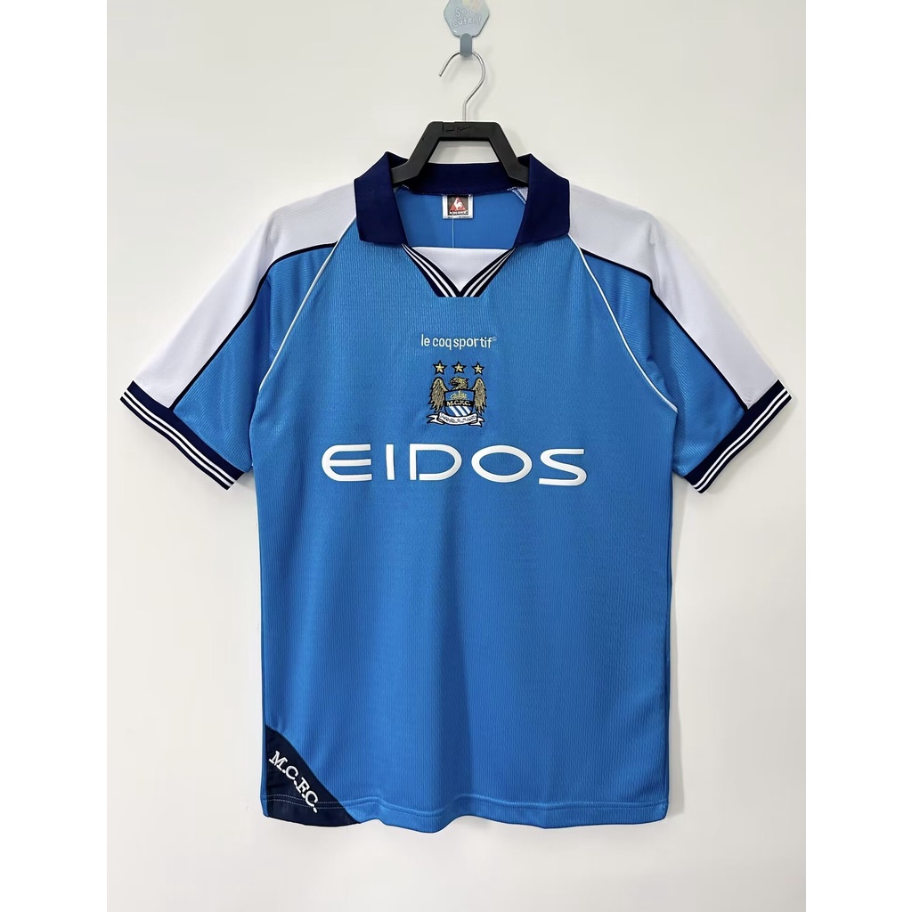 เสื้อกีฬาแขนสั้น ลายทีมชาติฟุตบอล Manchester City 9901 คุณภาพสูง สไตล์วินเทจ AAA+