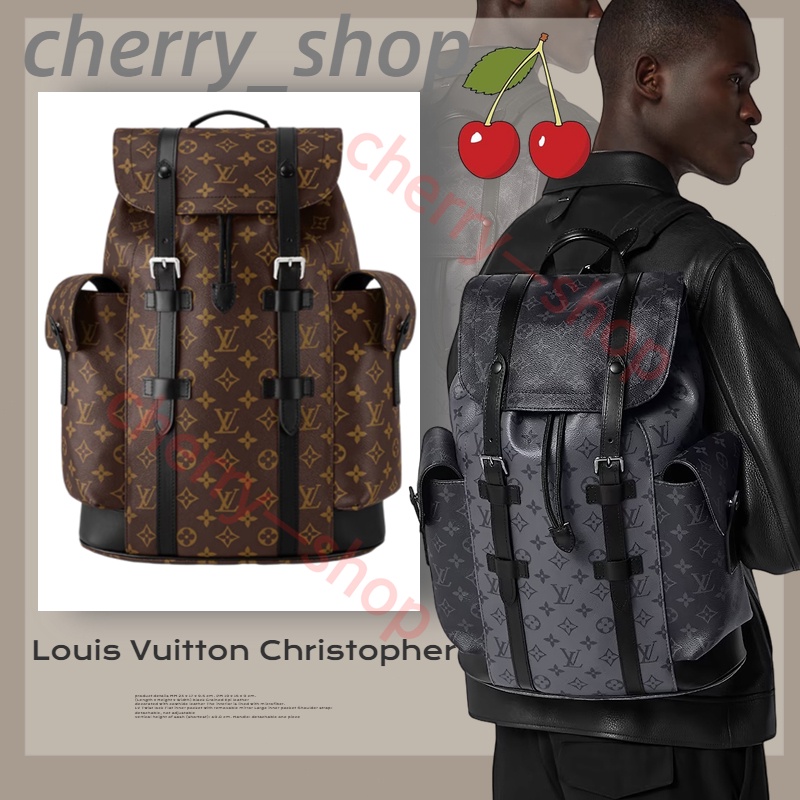 หลุยส์วิตตอง  Louis Vuitton กระเป๋าสะพายหลังรุ่น CHRISTOPHER MM ผู้ชาย/เป้ LV Backpack