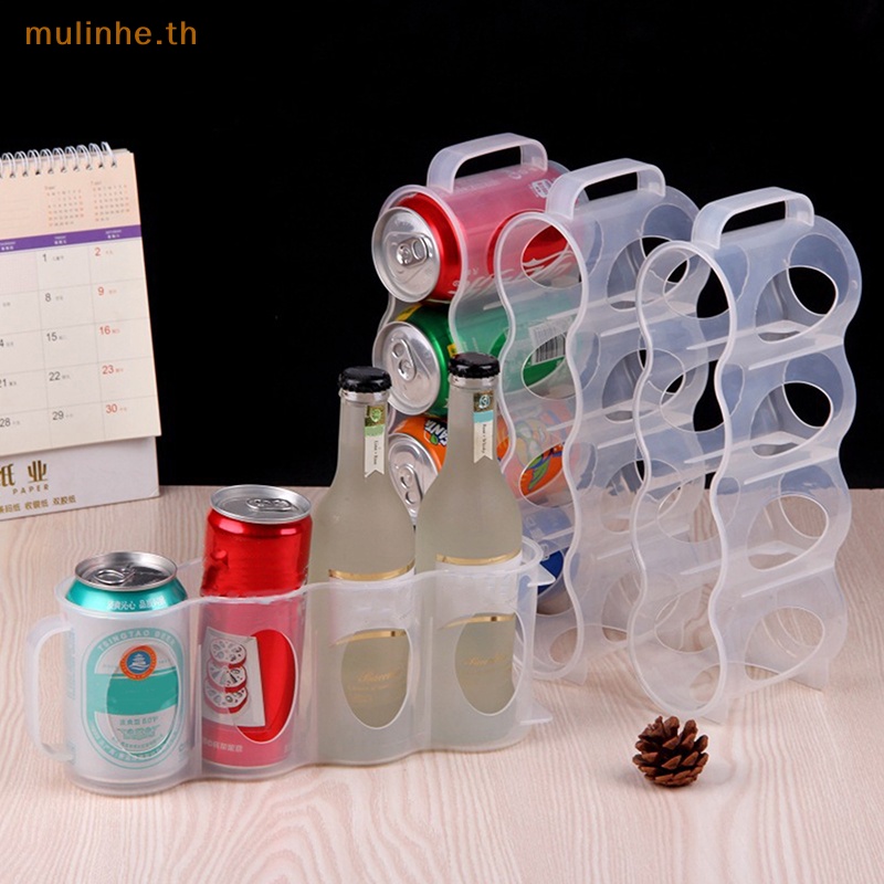 Mulinhe ชั้นวางขวดเครื่องดื่ม เบียร์ โซดา เครื่องดื่ม แบบ 4 หลุม สําหรับตู้เย็น บ้าน ห้องครัว TH
