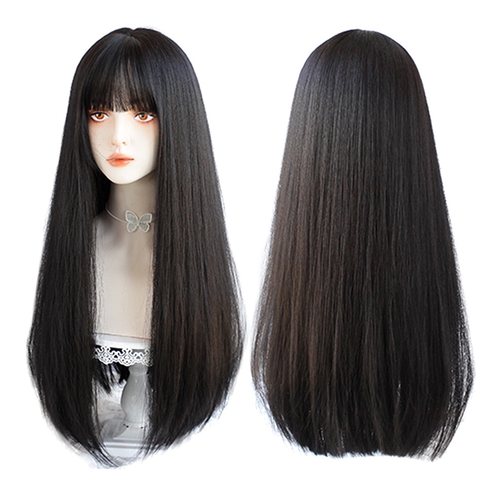 วิกผมยาวตรง 70 ซม. สีเบจ สีม่วง สีชมพู สไตล์เกาหลี คอสเพลย์สังเคราะห์ สําหรับผู้หญิง ผู้ชาย ปาร์ตี้