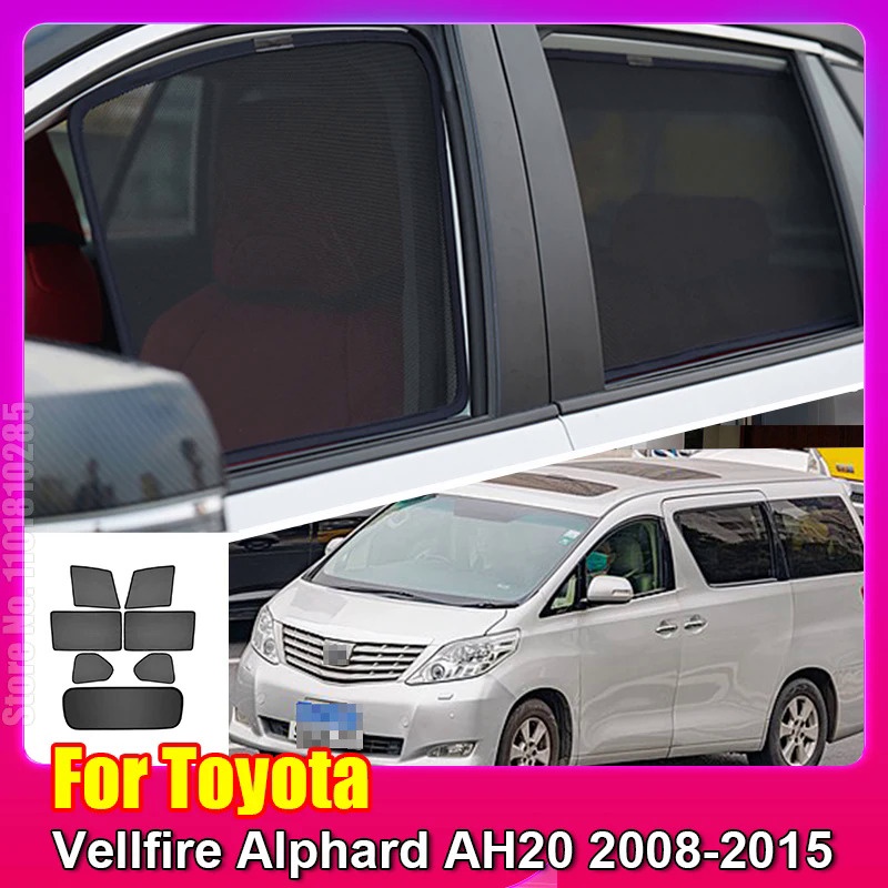 สําหรับ Toyota VELLfire ALPHARD AH20 2008-2015 รถ Sun Visor เครื่องประดับกระจกหน้าต่าง SunShade ผ้าม่านตาข่าย Shade**--