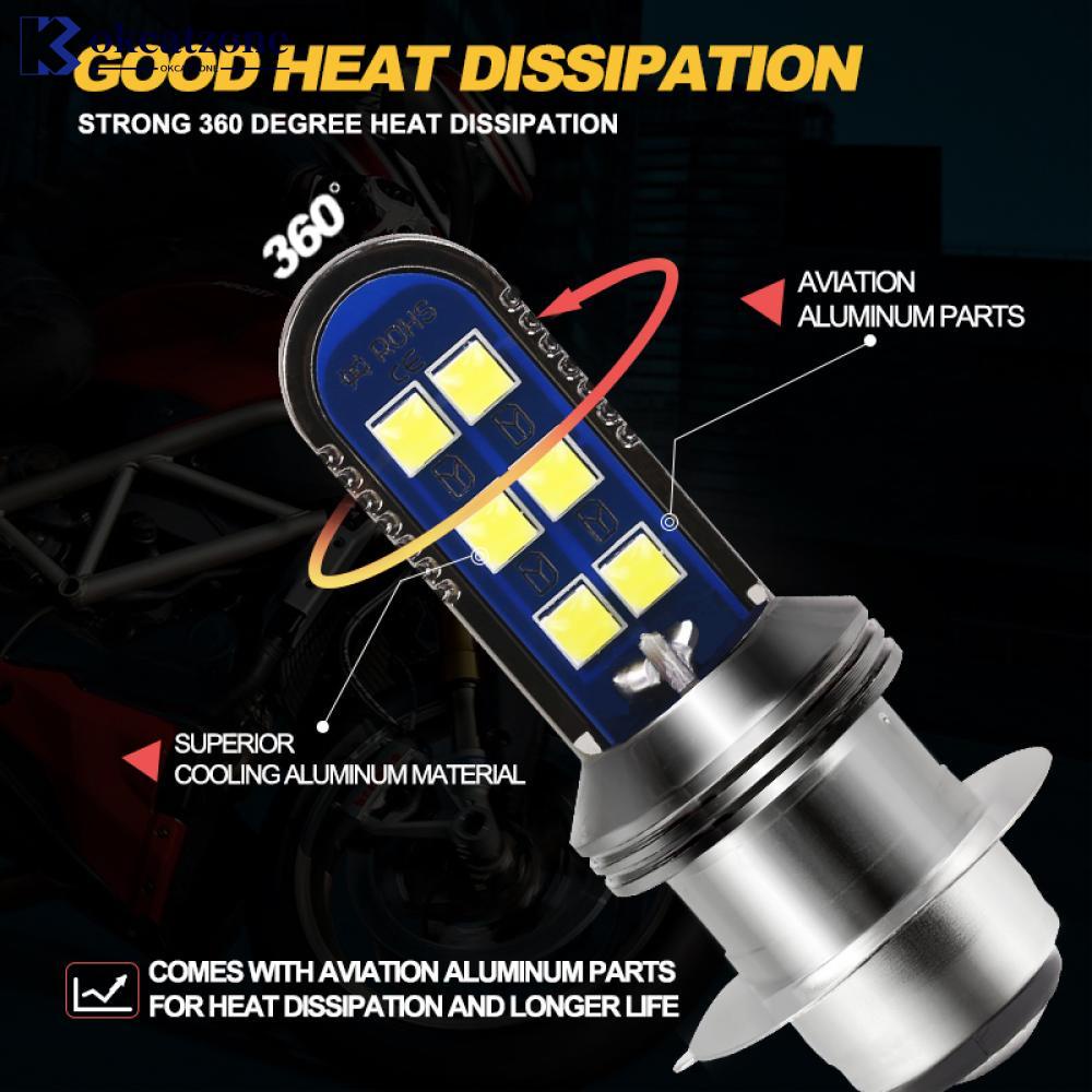 Okcatzone หลอดไฟหน้ารถจักรยานยนต์ 12V 12 SMD H4 BA20D PX15D LED Hi Lo H6 BA20D P1Y8