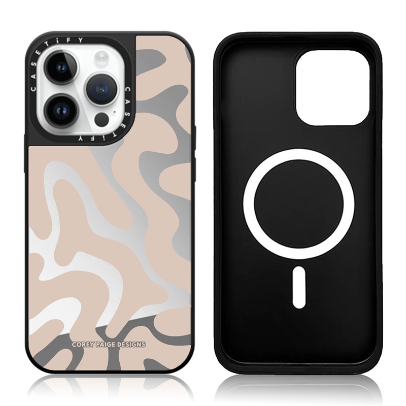Casetify X Tan เคสโทรศัพท์มือถือแบบแข็ง พร้อมกล่อง ลายโลโก้แกะสลัก สีดํา และสีเงิน สําหรับ IPhone 15 14 13 12 Pro Max