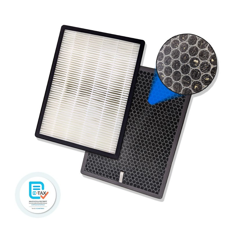 WIMAN HEPA Filter แผ่นกรองอากาศ 1 ชุด มี 2 แผ่น ( Hepa PM2.5 & คาร์บอน ) สำหรับแอร์ 3000 บีทียู