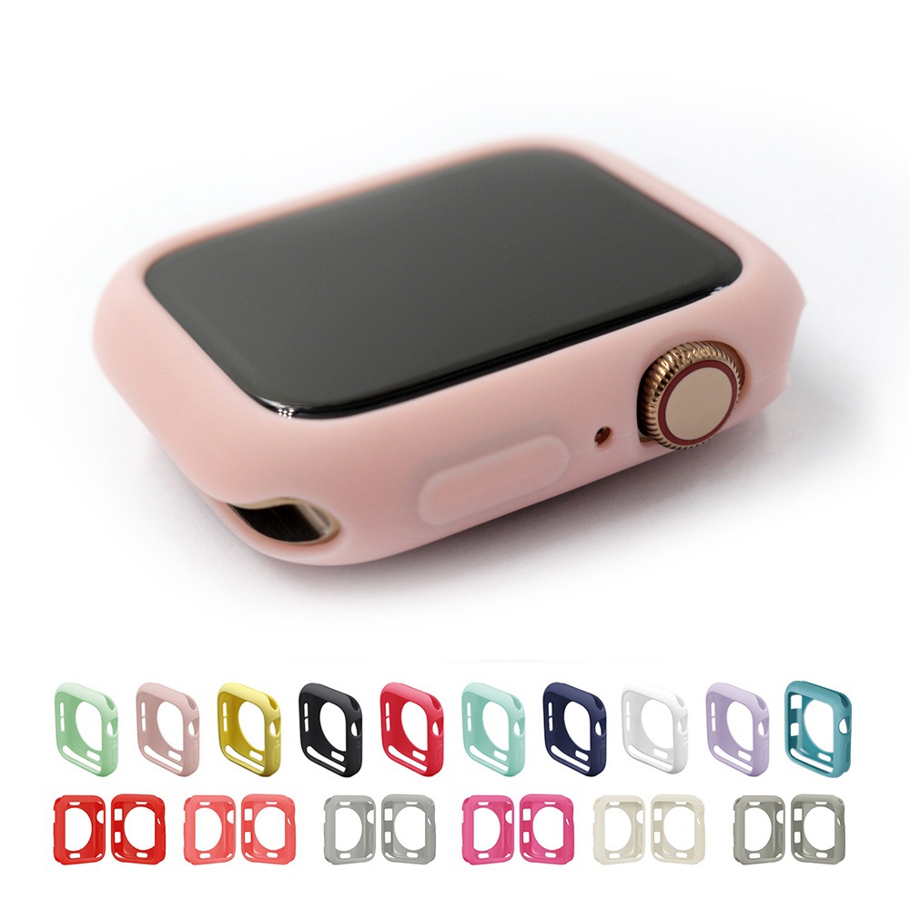 เคสนาฬิกาข้อมือ ซิลิโคนนิ่ม ป้องกันหน้าจอ สําหรับ Apple Watch series 9 8 7 6 SE 5 4 3 2 1 41 มม. 45 มม. 40 มม. 44 มม. 42 มม.