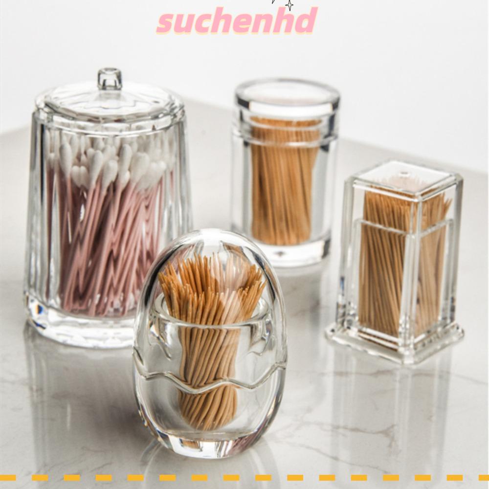 Suchenhd ที่ใส่ไม้จิ้มฟัน ขวดไม้จิ้มฟัน อะคริลิคใส หนา กันฝุ่น สร้างสรรค์ กันตก กล่องเก็บของ บ้าน