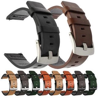 สายนาฬิกาข้อมือหนังแท้ 18 มม. 20 มม. 22 มม. 24 สําหรับ Samsung Galaxy Watch 42 46 Active 2 40 44 Huawei Watch GT2 Amazfit GTR GTS
