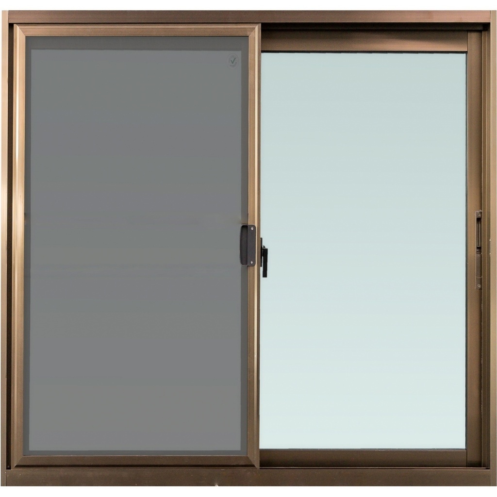 LOCAL789 TRUSTAND (ENZO) หน้าต่างอะลูมิเนียม บานเลื่อน SS  ก.150xส.110 ซม. สีชา พร้อมมุ้งลวด ร้านอยู