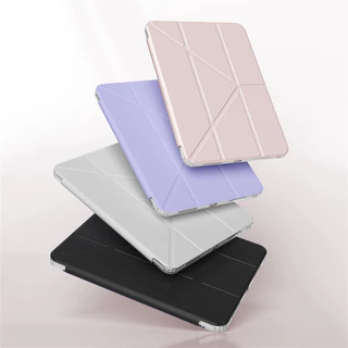 Yรอยยับ3พับได้เคสไอเเพด for Air4/Air5ใช้สำหรับgen6/gen7/gen8/gen9/pro11/gen10นอนได้เคสหนังอะคริลิคใส พร้อมถาดใส่ปากกา