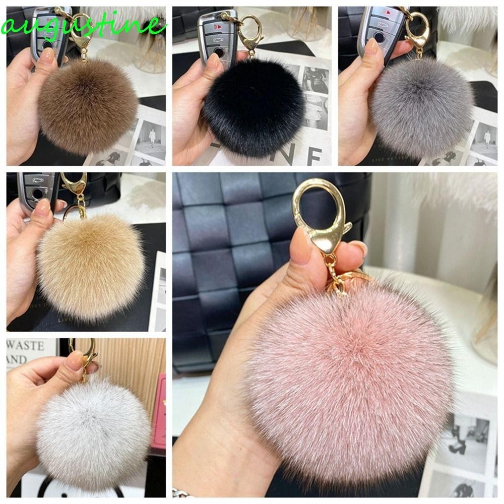 Augustine พวงกุญแจ จี้ลูกบอลปอมปอม ขนปุยนิ่ม 9 ซม. สําหรับห้อยกระเป๋า เครื่องประดับ